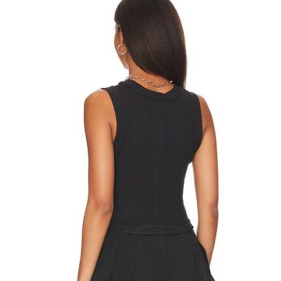 We The Free Black Round Neck Sleeveless Kate Shirt Ribbed Tank Top S - Picture 3 of 14